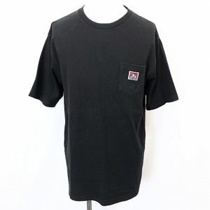 BEN DAVIS ベンデイビス XL メンズ 男性 Tシャツ カットソー ロゴワッペン 半袖 丸首 クルーネック 胸ポケット付き 綿100% ブラック 黒