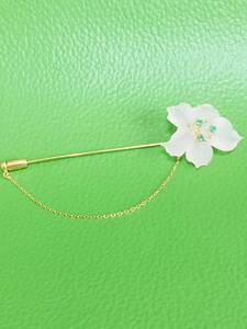  natural rose quartz emerald s Tec pin brooch K18 18 gold 