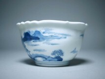 古伊万里　海浜風景図　輪花　陽刻　大向付　四客　［No.GG3-371］_画像5