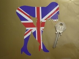 ◆送料無料◆ 海外 国旗 Union Jack Pin Up Girl Sexy Lady ピンナップガール ユニオンジャック 105mm ステッカー