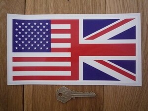 ◆送料無料◆ 海外 国旗 Union Jack & USA Stars & Stripes Flag アメリカ ユニオンジャック 100mm ステッカー