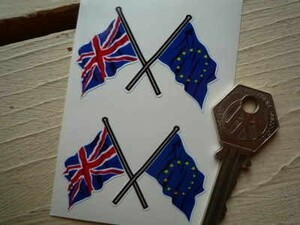 ◆送料無料◆ 海外 国旗 Union Jack & EU Flag フラッグ ユニオンジャック 55mm 2枚セット ステッカー