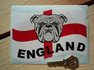 ◆送料無料◆ 海外 国旗 England Bulldog St Georges イングランド ブルドッグ 英国 150mm ステッカー