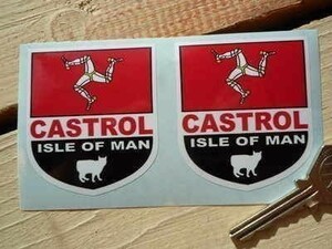 ◆送料無料◆ 海外 マン島 CASTROL カストロール Isle of M 55mm 2枚セット ステッカー