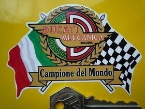 ◆送料無料◆ 海外 ドゥカティ イタリア チェッカー Ducati Meccanica 95mm ステッカー