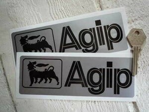 ◆送料無料◆ 海外 アジップ Agip Black & Silver 75mm 2枚セット ステッカー