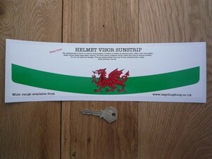 ◆送料無料◆ 海外 Wales Red Dragon Flag ウェールズ 国旗 Helmet Visor ヘルメット バイザー 305mm ステッカー