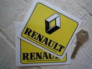 ◆送料無料◆ 海外 Renault Logo yellow & Black ルノー 100mm 2枚セット ステッカー