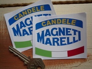 ◆送料無料◆ 海外 Magneti Marelli Candele Tri-Colour マニエッティ・マレリ 75mm 2枚セット ステッカー