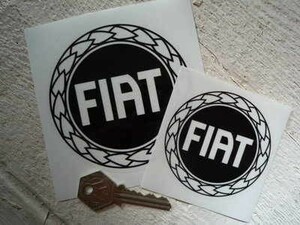 ◆送料無料◆ 海外 Fiat Black & Clear Round フィアット 75mm 2枚セット ステッカー