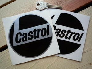 ◆送料無料◆ 海外 Castrol Circular Monochrome カストロール Black & White 50mm 2枚セット ステッカー