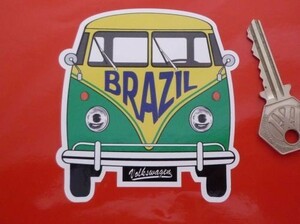 ◆送料無料◆ 海外 国旗 車 Brazil Volkswagen VW フォルクスワーゲン ブラジル 80mm ステッカー