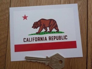 ◆送料無料◆ 海外 国旗 California Republic Flag カリフォルニア 共和国 100mm ステッカー