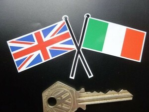 ◆送料無料◆ 海外 国旗 Union Jack & Italian Flag ユニオンジャック イタリア 100mm ステッカー