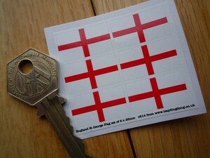 ◆送料無料◆ 海外 国旗 England Cross of St George Flag イングランド フラッグ 25mm 6枚セット ステッカー