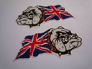 ◆送料無料◆ 海外 国旗 British Bulldog & Union Jack flag ユニオンジャック ブルドッグ 50mm 2枚セット ステッカー