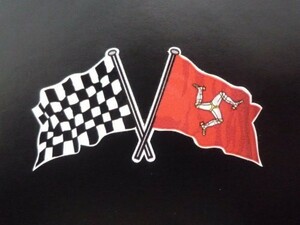 ◆送料無料◆ 海外 マン島 TT Isle of Man チェッカー Flag 105mm ステッカー