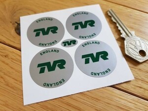 ◆送料無料◆ 海外 TVR England Green on Silver Wheel ホイール 50mm 4枚セット ステッカー