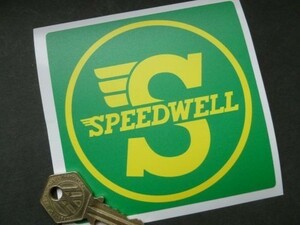 ◆送料無料◆ 海外 Speedwell Yellow & Green Square スピードウェル 100mm ステッカー