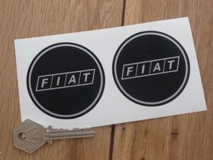 ◆送料無料◆ 海外 Fiat Later Style Black & Silver with Silver フィアット 63mm 2枚セット ステッカー