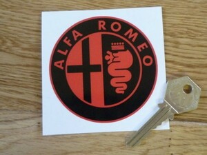 ◆送料無料◆ Alfa Romeo Logo Black & Red アルファロメオ 75mm 海外 ステッカー シール