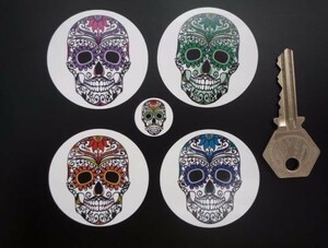 ◆送料無料◆ 海外 Day of the Dead Wheel スカル ガイコツ 50mm 4枚セット ステッカー