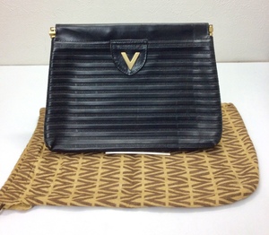 [Used Goods] MARIO Valentino Women's Handbags Clutch Bags Leather Genuine Leather Embossed Black Vintage K0517 U, Valentino, for Women