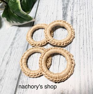 ラタン風パーツ ハンドメイドピアス イヤリング