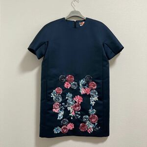 MSGM スパンコール花柄装飾ワンピース　ドレス