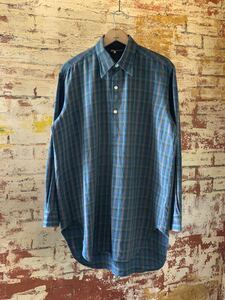 ~70s FRENCH PLAID GRANPA SHIRT DEAD STOCK NOS ヴィンテージ ビンテージ フレンチ チェックシャツ グランパシャツ デッドストック 60s