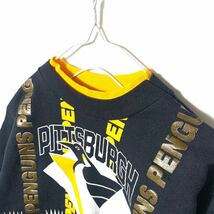 ■KIDS ビンテージ USA製 NHL PITTSBURGH PENGUINS ピッツバーグ ペンギンズ スウェット トレーナー 古着 アメカジ ブラック サイズ7■_画像2