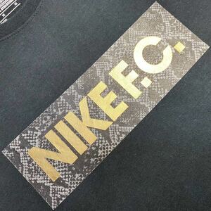 レアGood Cool Graphicプリント割れ無し状態良好 NIKEナイキFC NIKE F.C. スネークスキン ブロック ボックスロゴＴシャツM 15年製No.689693