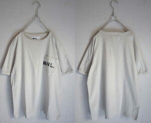 MHL. Margaret Howell *PRINTED JERSEYLOGO T-shirt M unbleached cloth made in Japan 2019 year made *596-9166550