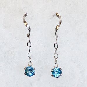 K14 WG ホワイトゴールド ピアス ブルートパーズ 3mm