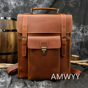 * new goods * original leather business rucksack cow leather daypack men's bag business bag stylish worker handmade high capacity travel commuting business trip AMWYY-MB-35