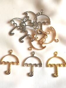 傘 チャーム カン付 シルバー パラソル レジン枠 レジン 梅雨 雨 雫 ハンドメイド パーツ 透けパーツ ピアス イヤリング