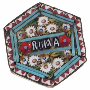 UK777*[MADE IN ITALY]* micro mo The ik* ROMA hexagon. flower field flower motif * Vintage brooch *