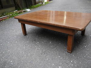 [H10619] used zelkova / zelkova /keyaki purity angle low table low dining table legs breaking folding wooden [ width 94cm X depth 60cm X height 30cm]