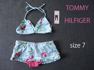 новый товар [TOMMY HILFIGER] America размер 7: Япония размер примерно 120 соответствует - бикини Tommy Hilfiger для девочки купальный костюм бикини вишня 