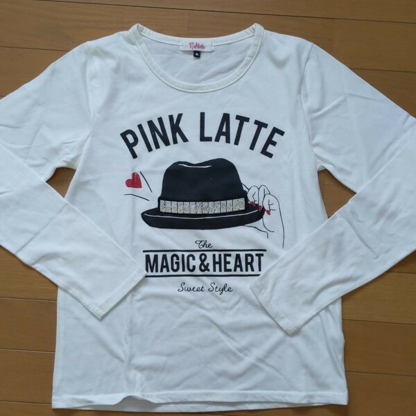 PINK-latte 白長袖Tシャツ