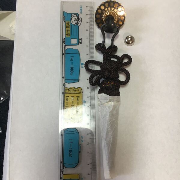 襖金具 赤銅 菊透 房付下り 1個