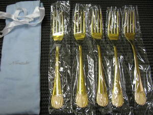  Noritake /Noritake* desert Fork 5ps.@*18-8 stainless steel gilding * unused storage goods 