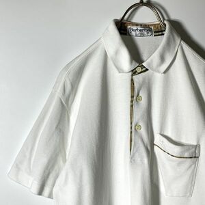 90s オールド Burberrys バーバリー 半袖 ポロシャツ メンズ トップス 白 Mサイズ