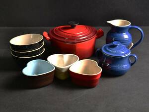 LE CREUSET ル・クルーゼ 【 食器 / 鍋 9点セット 】ハート型 高級 食器類 まとめセット ◆管24583