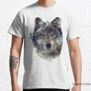 □ウルフ アート モノクロ 狼 dog わんちゃん デザイン 正面 Tシャツ ホワイト S M L 2L 3L 4L 動物 アニマル◆新品未使用◆送料0円★