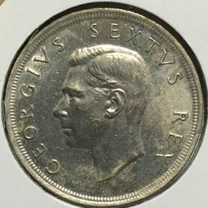 南アフリカ　5シリング銀貨　ジョージ6世　1652-1952年　レア　貴重　アンティークコイン/レーヴェコイン