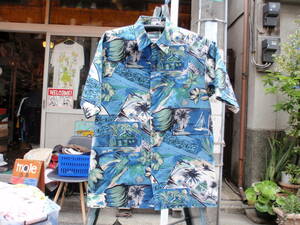 数回使用のみ！ハワイ製　COOKE STREET（クックストリート）　絵画調なアロハシャツ　サイズM?