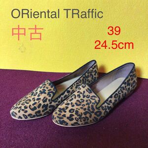 [ распродажа! бесплатная доставка!]A-115 ORiental TRaffic!39!24.5cm! леопардовая расцветка! балетки! Loafer!....! б/у!