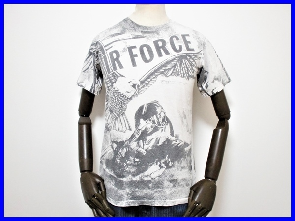 即決! USA製 Jostens社製 丸胴タイプ AIR FORCE フルプリント半袖Tシャツ メンズM ジャスティンズ