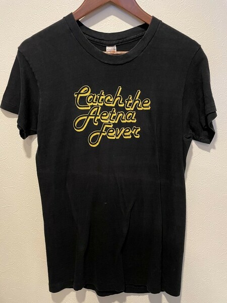 《送料込み》70年代 vintage プリントTシャツ 半袖 トップス ブラック イエロー レディース 70s ビンテージ ヴィンテージ 春夏 アメカジ